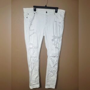 Men's white distressed jeans
